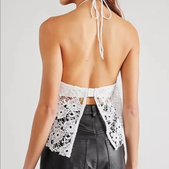 Free People Seychelle Lace Top Ivory Halter Sz XS - Picture 4 of 7